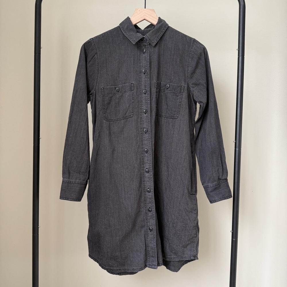 Madewell Button Up Denim Shirtdress in Black